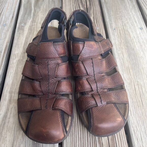 Merrell Montana Bug Brown Leather Fisherman Sandals Men's 12 - Picture 1 of 10